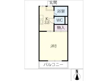 夢ハウス386 A(1K/1階)の間取り写真