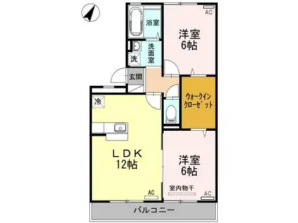 リビングタウン朝田B棟(2LDK/3階)の間取り写真