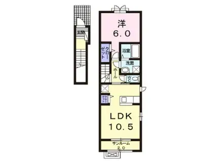 クルーセII(1LDK/2階)の間取り写真