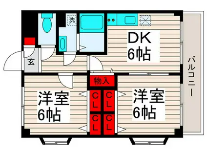 フラワーフォンテーヌ(2DK/2階)の間取り写真