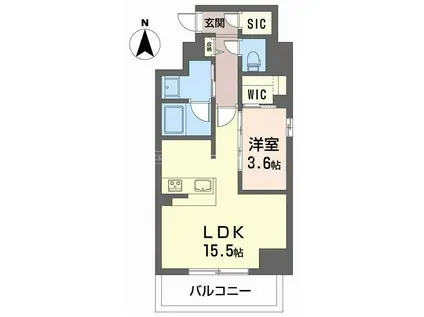 アミコート 瓦屋町(1LDK/5階)の間取り写真