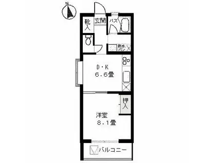 バードタウン8番館(1DK/1階)の間取り写真