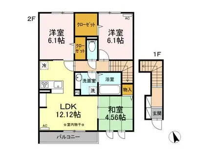 芝久保翠亭D-ROOM芝久保町5丁目(3LDK/2階)の間取り写真