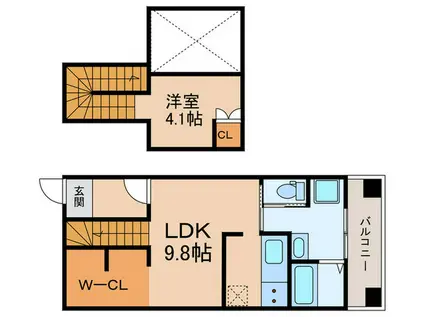 未麗 梅小路(1LDK/2階)の間取り写真