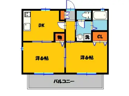 コーポ松栄(2DK/2階)の間取り写真
