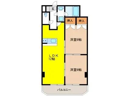 TWINVILLA A棟(2LDK/3階)の間取り写真