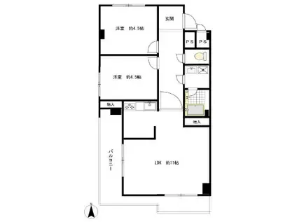 マンション第一明大前(2LDK/13階)の間取り写真