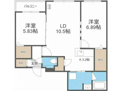 BBLOOM S6(2LDK/3階)の間取り写真