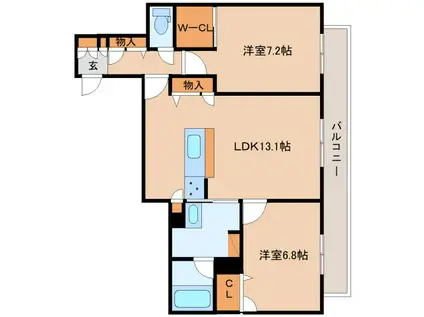 サニーサイドリュクス(2LDK/2階)の間取り写真