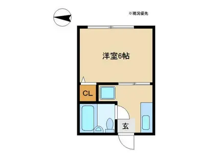 シティハイムS・K(1K/1階)の間取り写真