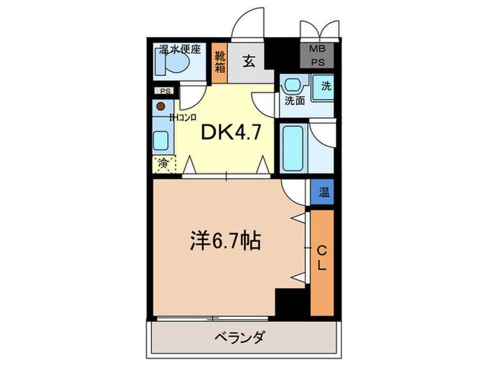 モアライフ魚崎(1DK/7階)の間取り写真