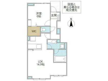 ポルトボヌール VI(1LDK/1階)の間取り写真