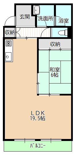 グリーンパークマンション(1LDK/4階)の間取り写真