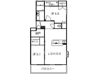 ビラミナミ(2LDK/3階)の間取り写真