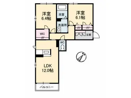 シャーメゾン ベルクムント(2LDK/3階)の間取り写真