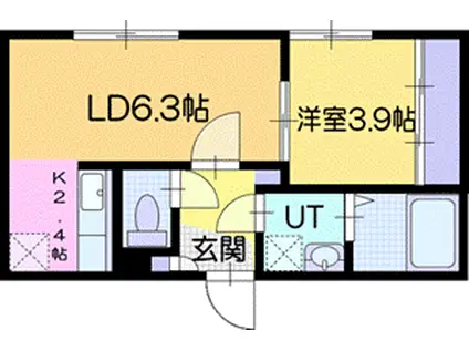 恵庭市住吉町2丁目AP(1LDK/2階)の間取り写真