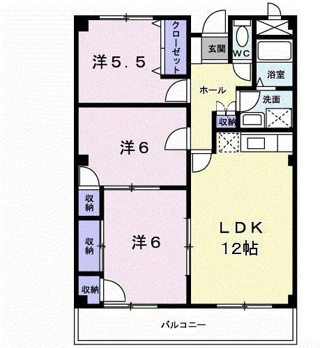 フラワープレイス(3LDK/1階)の間取り写真