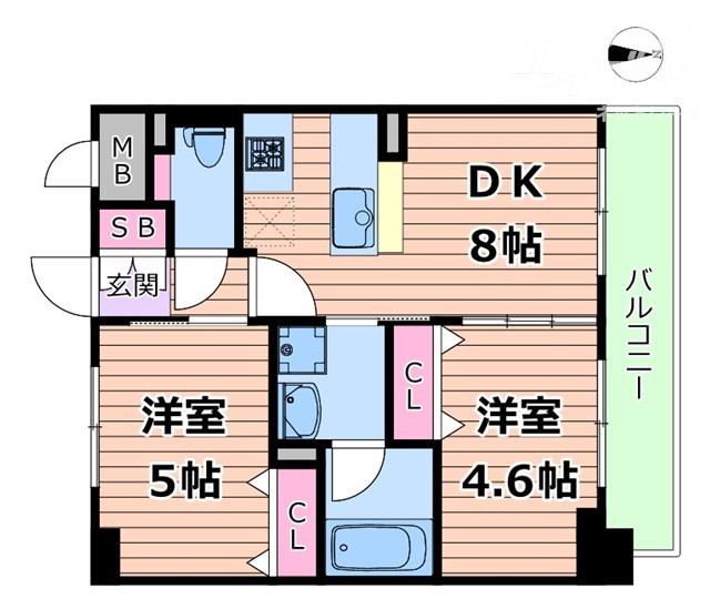 エステムコート新大阪IXグランブライト(2DK/10階)の間取り写真