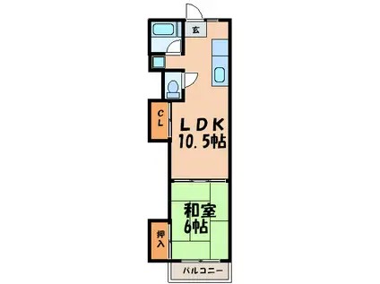 エルハイツ第4テラジマ(1LDK/2階)の間取り写真