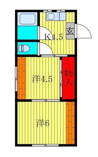 みさとハイツ(2K/1階)の間取り写真