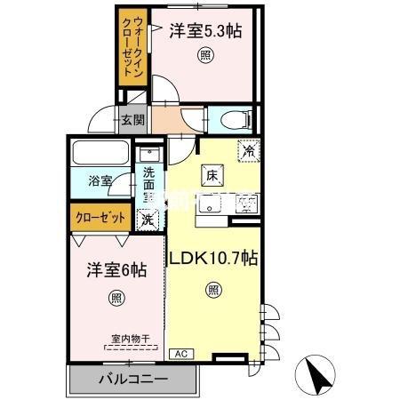 トリシアテラス(2LDK/1階)の間取り写真