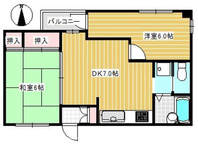 フォーベストパーク(2DK/1階)の間取り写真