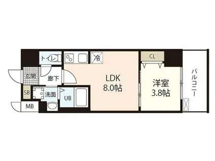 S-RESIDENCE表町(1LDK/6階)の間取り写真