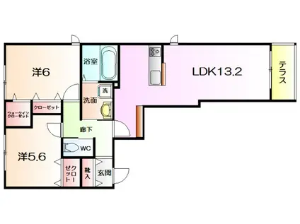 イースト-MIKUNIGAOKA(2LDK/1階)の間取り写真