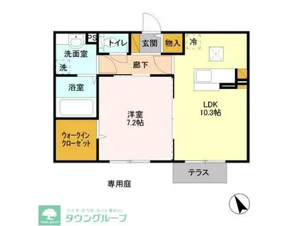 クレアフルール(1LDK/1階)の間取り写真