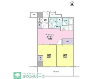 ファーストシティー上落合(2DK/11階)の間取り写真