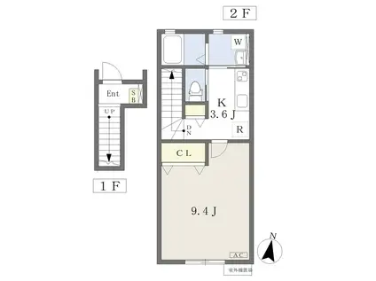 ARCH(1K/2階)の間取り写真