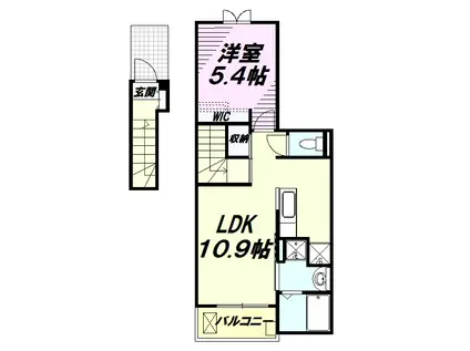 プルメリア(1LDK/2階)の間取り写真