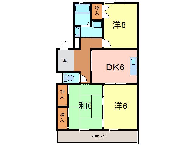 サンライズベル(3DK/4階)の間取り写真