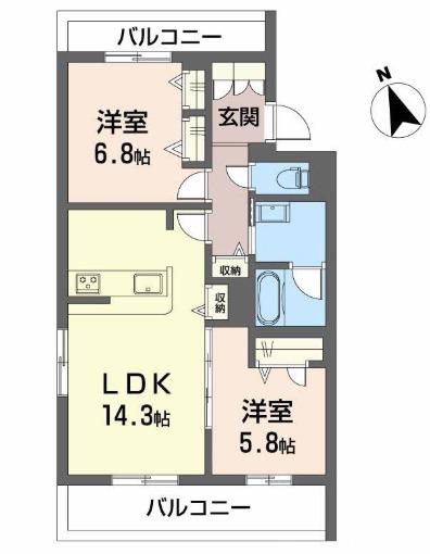 SEASIDE HOUSE(2LDK/3階)の間取り写真