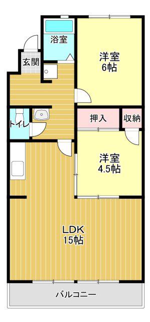 ルグラン嶋津(2LDK/1階)の間取り写真