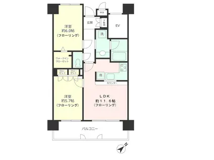 マイキャッスル新宿落合(2LDK/2階)の間取り写真