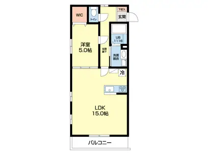 SUNSHINE HILLS(1LDK/1階)の間取り写真