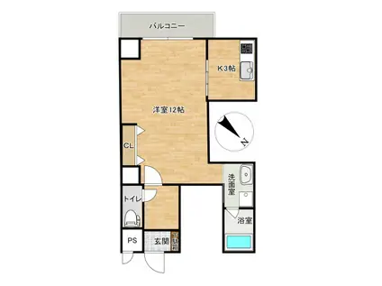 アスールI(1K/10階)の間取り写真