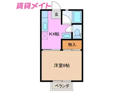 ヒラタGRIT(1K/2階)の間取り写真