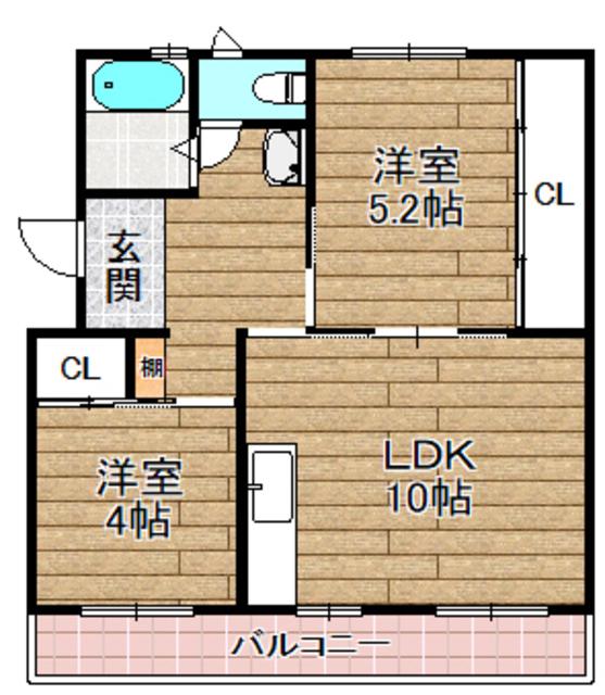 富田第274号棟(2LDK/5階)の間取り写真