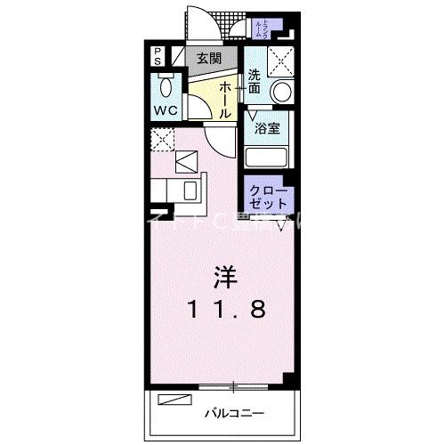 プリムローズ(ワンルーム/2階)の間取り写真