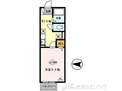 プリシェール千里(1K/1階)の間取り写真