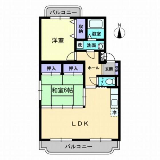 エスポワール(2LDK/2階)の間取り写真