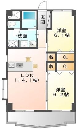 ローズヒルズ(2LDK/4階)の間取り写真