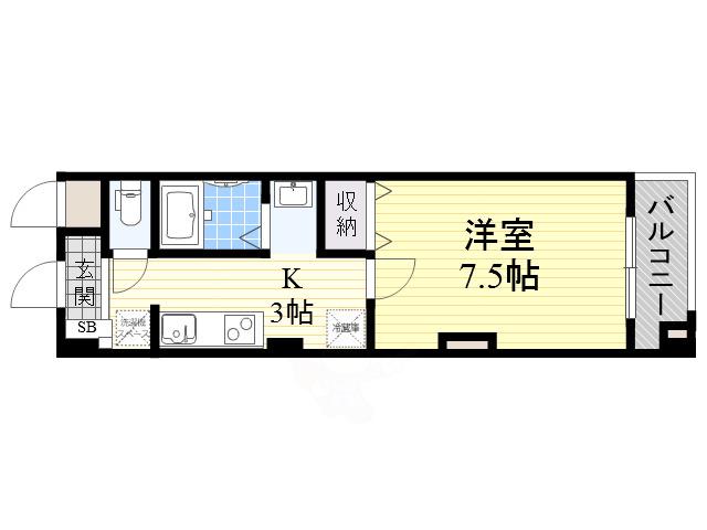 エルロード住吉7号館(1K/1階)の間取り写真