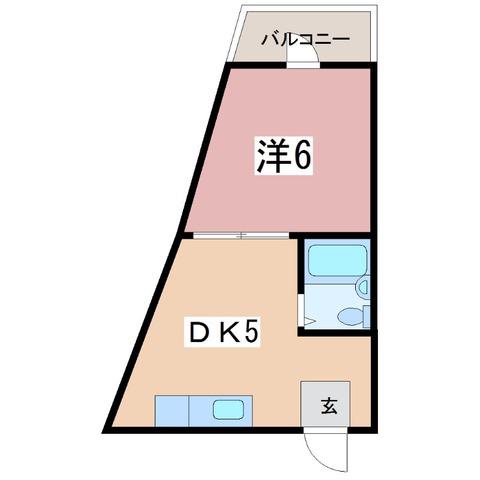 ピーチジョー県大(1DK/2階)の間取り写真