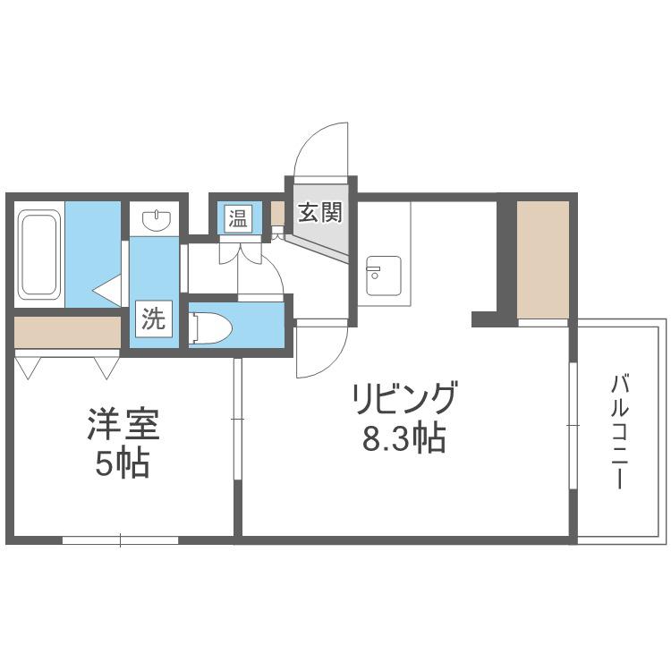 エフュート澄川(1LDK/2階)の間取り写真
