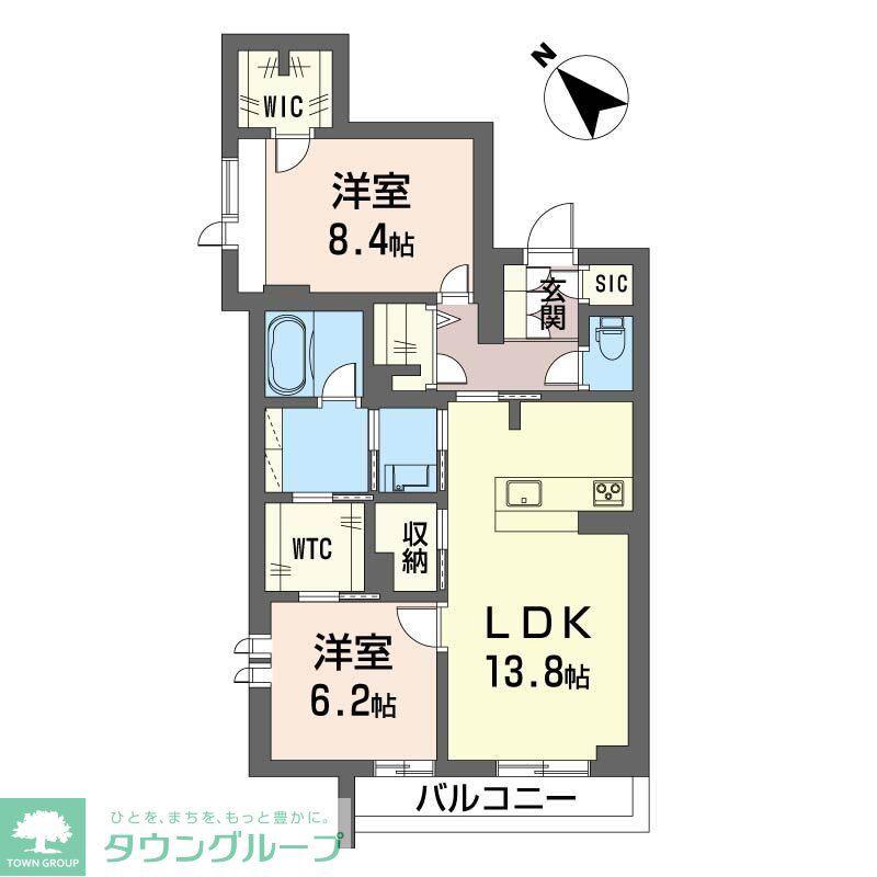 フェリシード野沢(2LDK/3階)の間取り写真