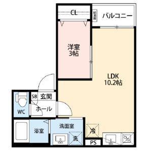 GRANDBLUENAGASUKA II(1LDK/2階)の間取り写真