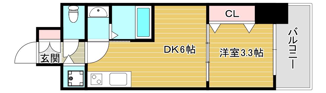 エスタート塚本(1DK/12階)の間取り写真
